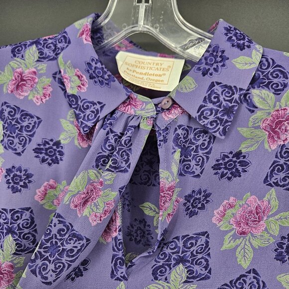 Vint Pendleton Blouse Womens 14 Long Sleeve Country Sophisticates 90s Secretary - Picture 2 of 11